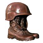 Stalwart Bronze Sculpture Urn- Helmet & Combat Boots