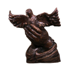Dove in Hands Bronze Sculpture Urn