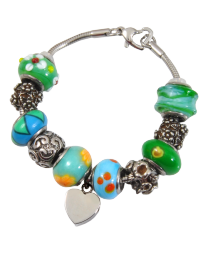Stainless Steel & Glass Remembrance Beads Urn Charm Bracelet