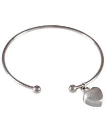Stainless Steel Cuff Bracelet with Heart Pendant
