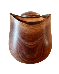 curly grain walnut urn with square lid