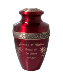 Scarlet With Roses Brass Urn