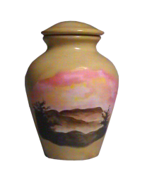 Misty Mountains Ceramic Hand-painted Urn