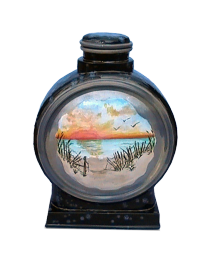 Serene Sunset Ceramic Hand-painted Urn