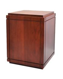 Cherry Finish Grooved Vertical Wood Urn
