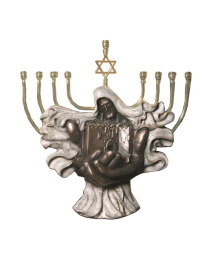 Jerusalem Menorah Bronze Sculpture Urn