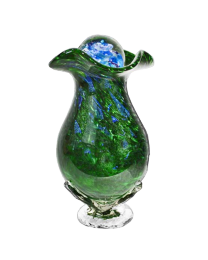 Forest Green Glass Cremation Urn with Stemmed Base