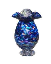 Sacred Rainbow Glass Urn with Stemmed Base