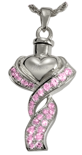 ribboned heart with mom engraving