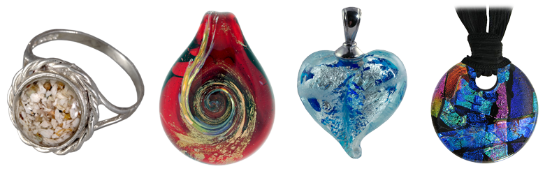 glass cremation jewelry