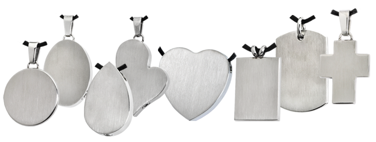stainless steel memorial jewelry shapes