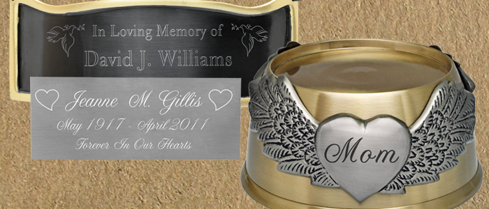 engraved plaque and display base urn accessories